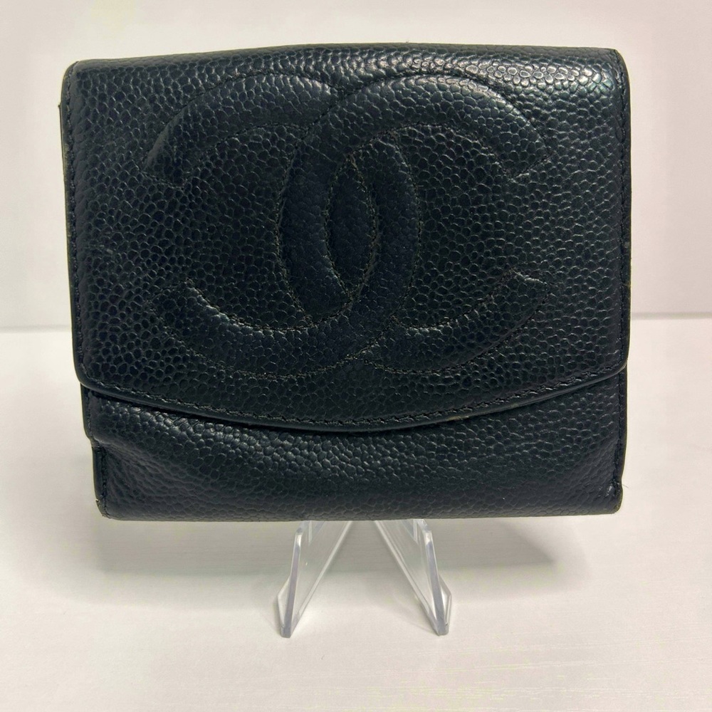 Vintage CHANEL Black Caviar Leather
Bifold Wallet